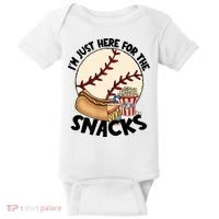 Retro I'm Just Here For The Snacks Funny Baseball Lover Baby Bodysuit thumb 0