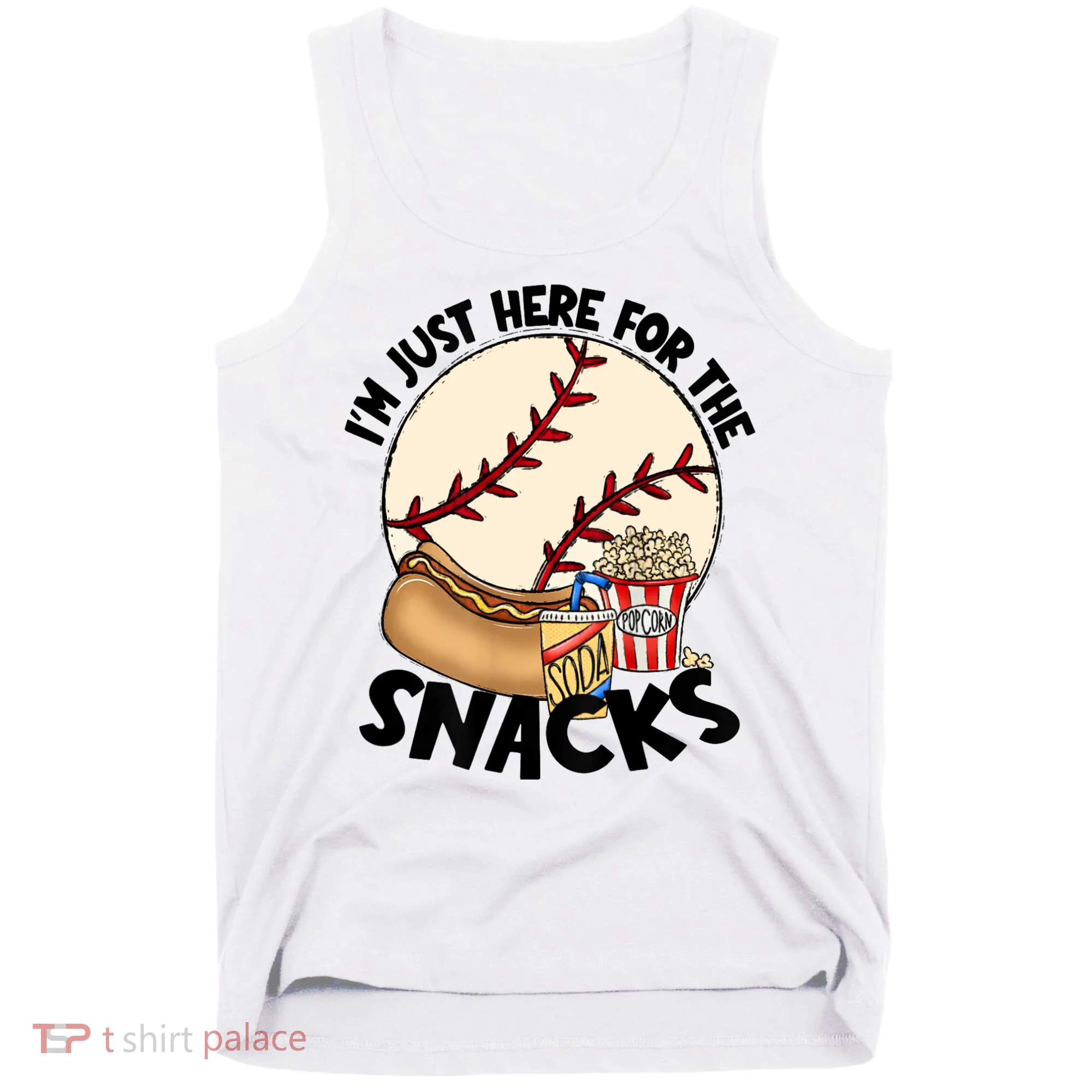Retro I'm Just Here For The Snacks Funny Baseball Lover Tank Top