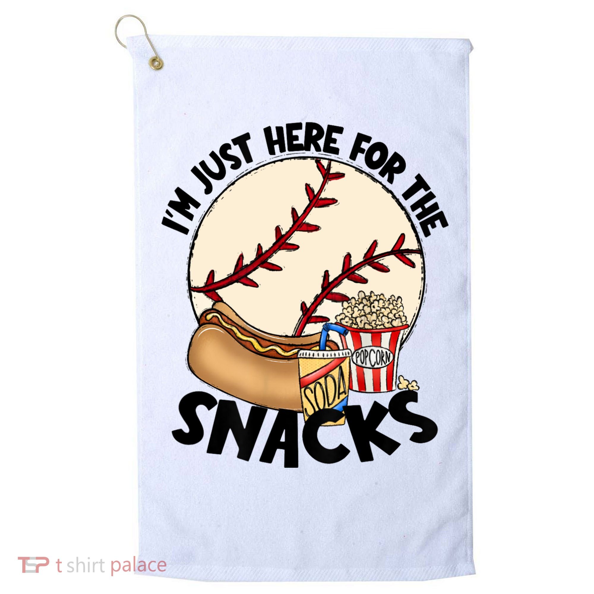 Retro I'm Just Here For The Snacks Funny Baseball Lover Golf Towel