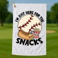 Retro I'm Just Here For The Snacks Funny Baseball Lover Golf Towel thumb 1
