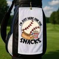 Retro I'm Just Here For The Snacks Funny Baseball Lover Golf Towel thumb 2