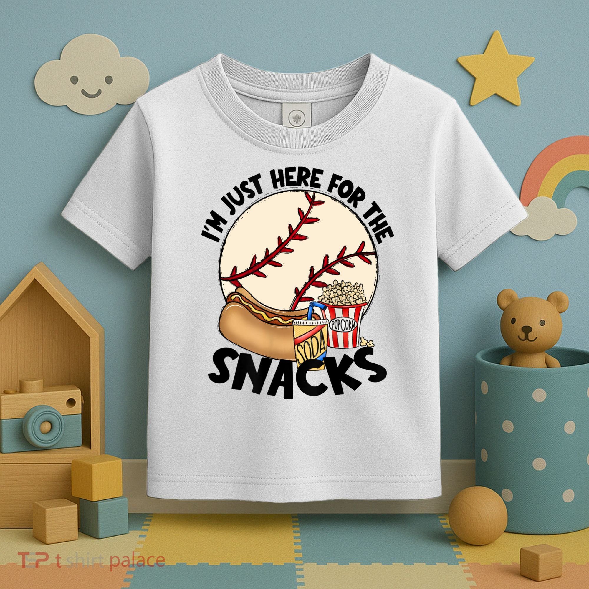 Retro I'm Just Here For The Snacks Funny Baseball Lover Toddler T-Shirt