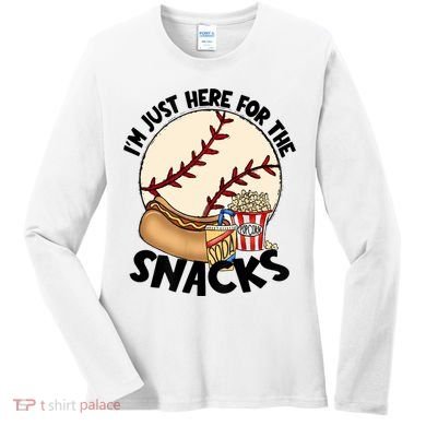 Retro I'm Just Here For The Snacks Funny Baseball Lover Women's Long Sleeve Shirt