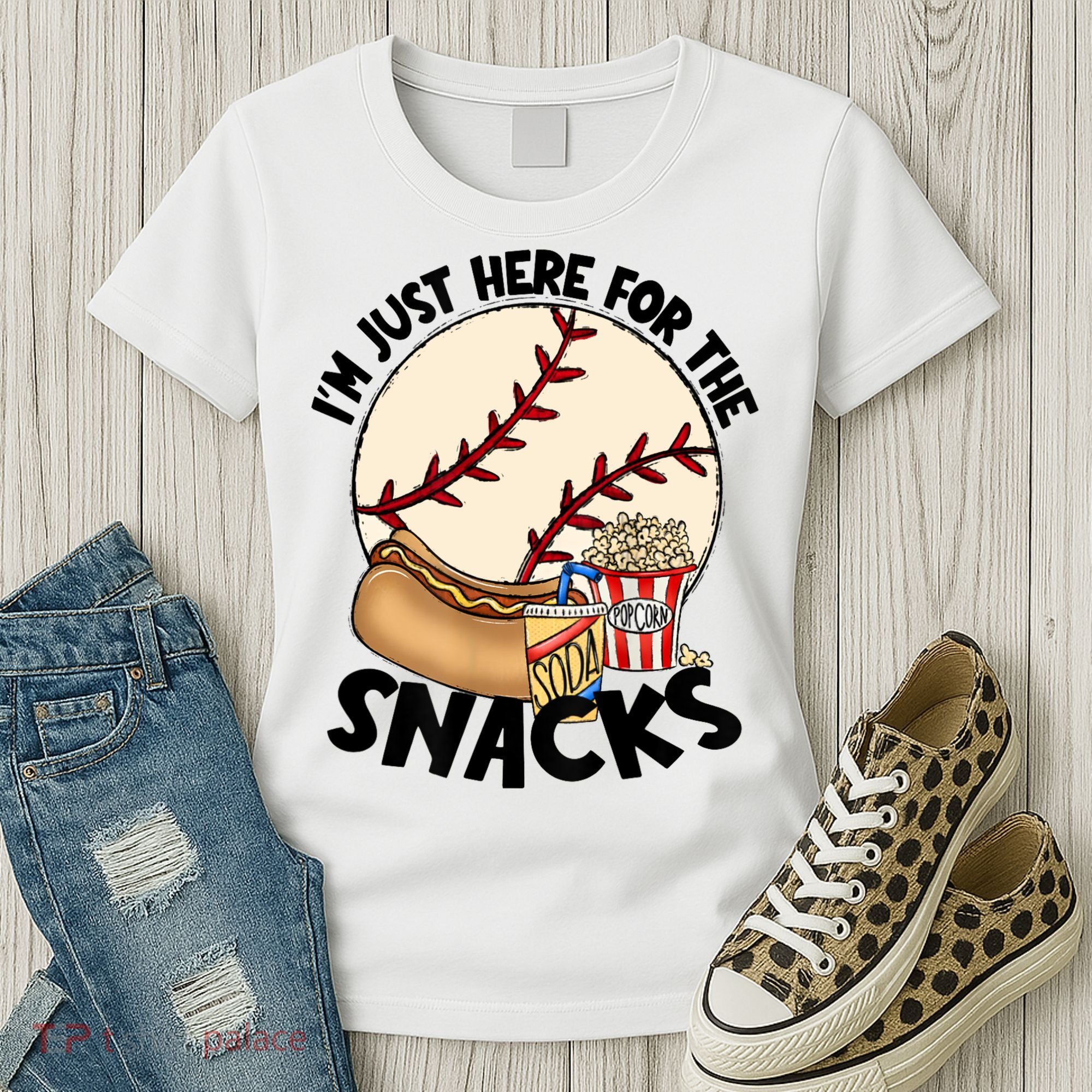 Retro I'm Just Here For The Snacks Funny Baseball Lover Women's T-Shirt