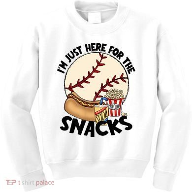 Retro I'm Just Here For The Snacks Funny Baseball Lover Kids Sweatshirt
