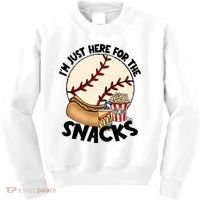 Retro I'm Just Here For The Snacks Funny Baseball Lover Kids Sweatshirt thumb 0