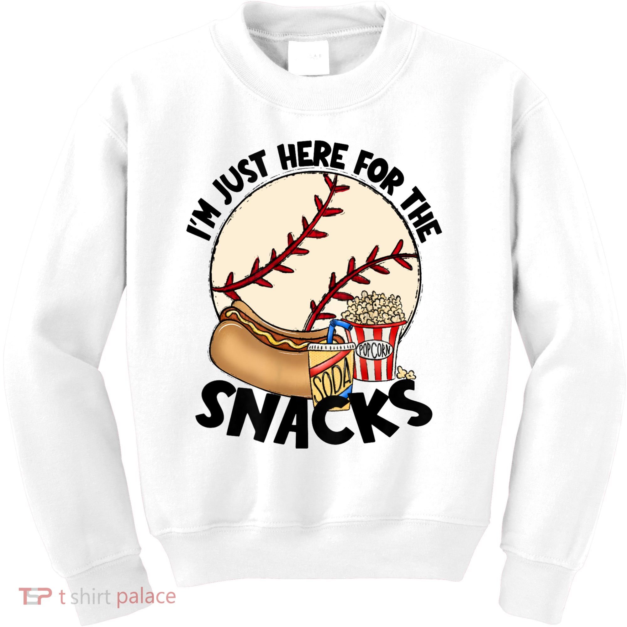 Retro I'm Just Here For The Snacks Funny Baseball Lover Kids Sweatshirt