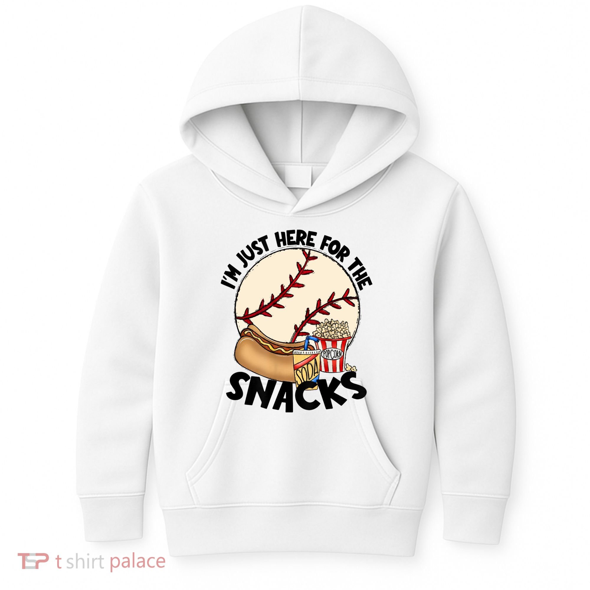 Retro I'm Just Here For The Snacks Funny Baseball Lover Kids Hoodie
