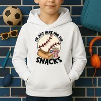 Retro I'm Just Here For The Snacks Funny Baseball Lover Kids Hoodie thumb 2