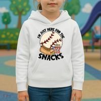 Retro I'm Just Here For The Snacks Funny Baseball Lover Kids Hoodie thumb 3