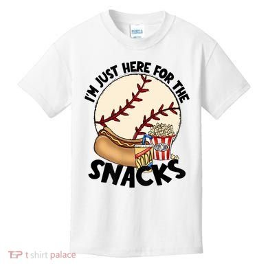 Retro I'm Just Here For The Snacks Funny Baseball Lover Kids T-Shirt