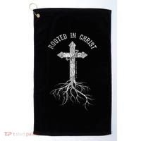 Rooted In Jesus Christ Cross Christian Golf Towel thumb 0