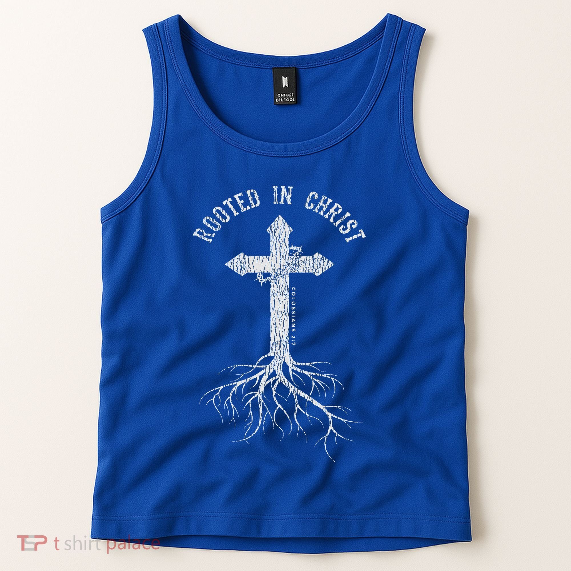 Rooted In Jesus Christ Cross Christian Tank Top