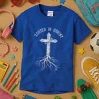 Rooted In Jesus Christ Cross Christian Kids T-Shirt thumb 3