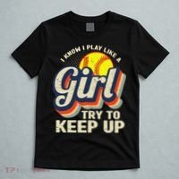 Retro I Know I Play Like A Try To Keep Up Softball T-Shirt thumb 5