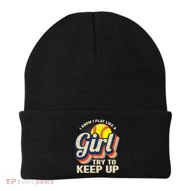 Retro I Know I Play Like A Try To Keep Up Softball Beanie