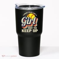 Retro I Know I Play Like A Try To Keep Up Softball Tumbler thumb 0
