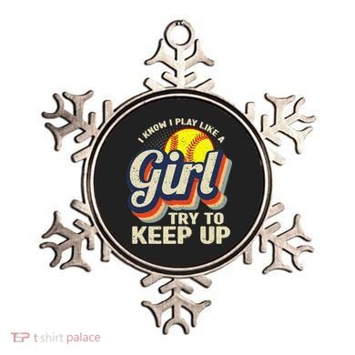 Retro I Know I Play Like A Try To Keep Up Softball Ornament
