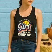 Retro I Know I Play Like A Try To Keep Up Softball Women's Tank Top thumb 2
