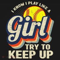 Retro I Know I Play Like A Try To Keep Up Softball Women's Tank Top thumb 5