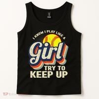 Retro I Know I Play Like A Try To Keep Up Softball Tank Top thumb 2