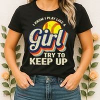 Retro I Know I Play Like A Try To Keep Up Softball Women's T-Shirt thumb 2