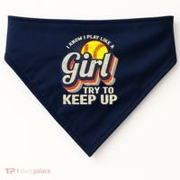 Retro I Know I Play Like A Girl Try To Keep Up Softball USA-Made Doggie Bandana thumb 0