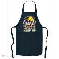 Retro I Know I Play Like A Girl Try To Keep Up Softball Apron thumb 0