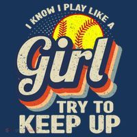 Retro I Know I Play Like A Girl Try To Keep Up Softball Women's Hoodie thumb 2