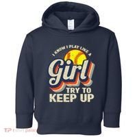 Retro I Know I Play Like A Girl Try To Keep Up Softball Toddler Hoodie thumb 0