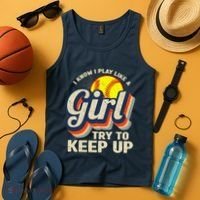 Retro I Know I Play Like A Girl Try To Keep Up Softball Tank Top thumb 4