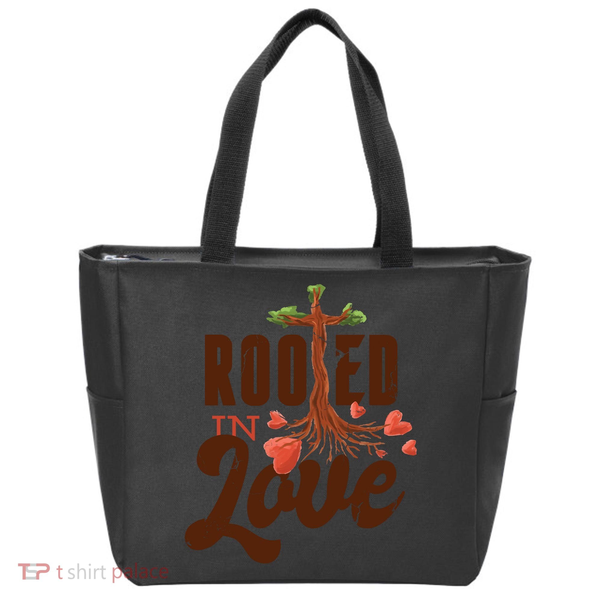 Rooted In Love Jesus Cross Tote Bag