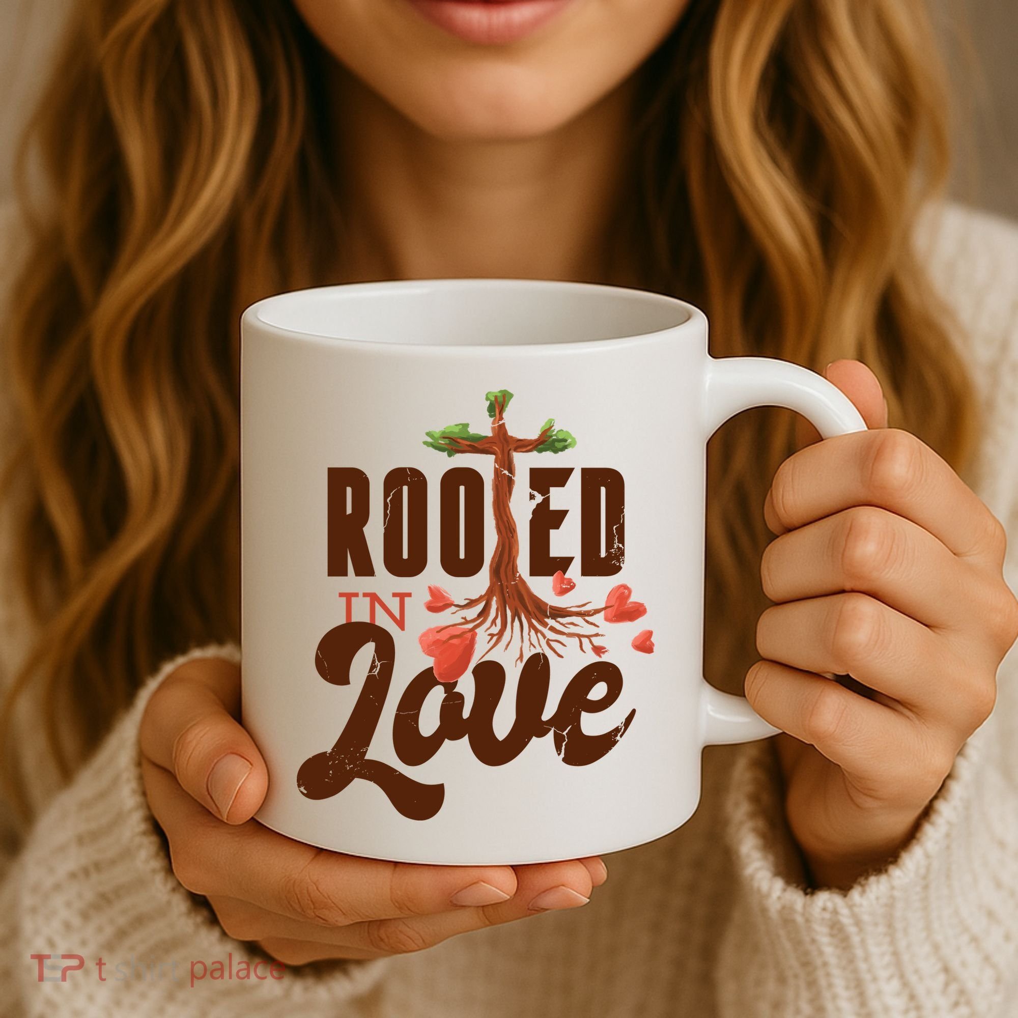 Rooted In Love Jesus Cross Coffee Mug