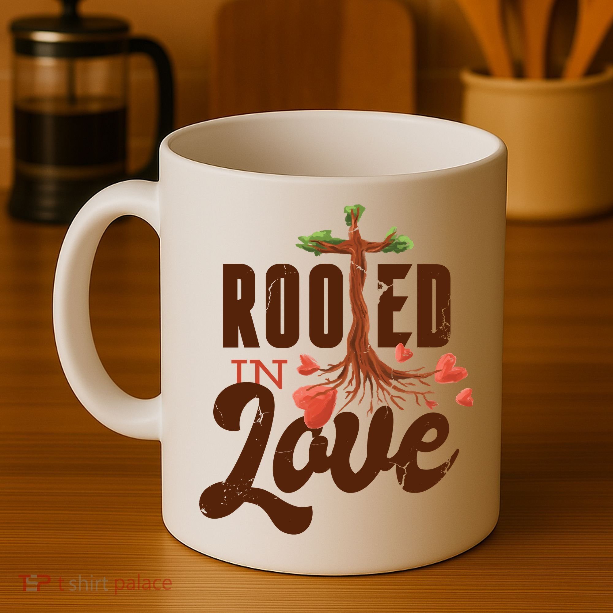 Rooted In Love Jesus Cross Coffee Mug