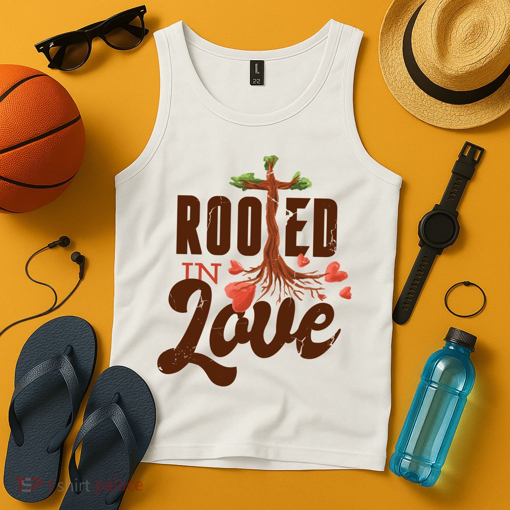 Rooted In Love Jesus Cross Tank Top
