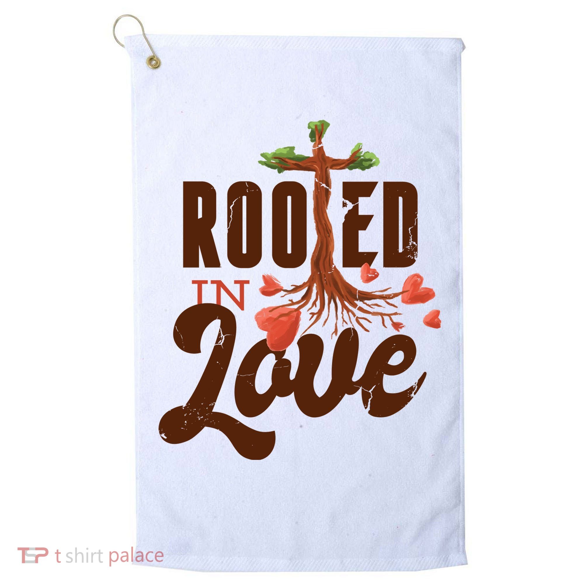 Rooted In Love Jesus Cross Golf Towel