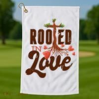 Rooted In Love Jesus Cross Golf Towel thumb 1