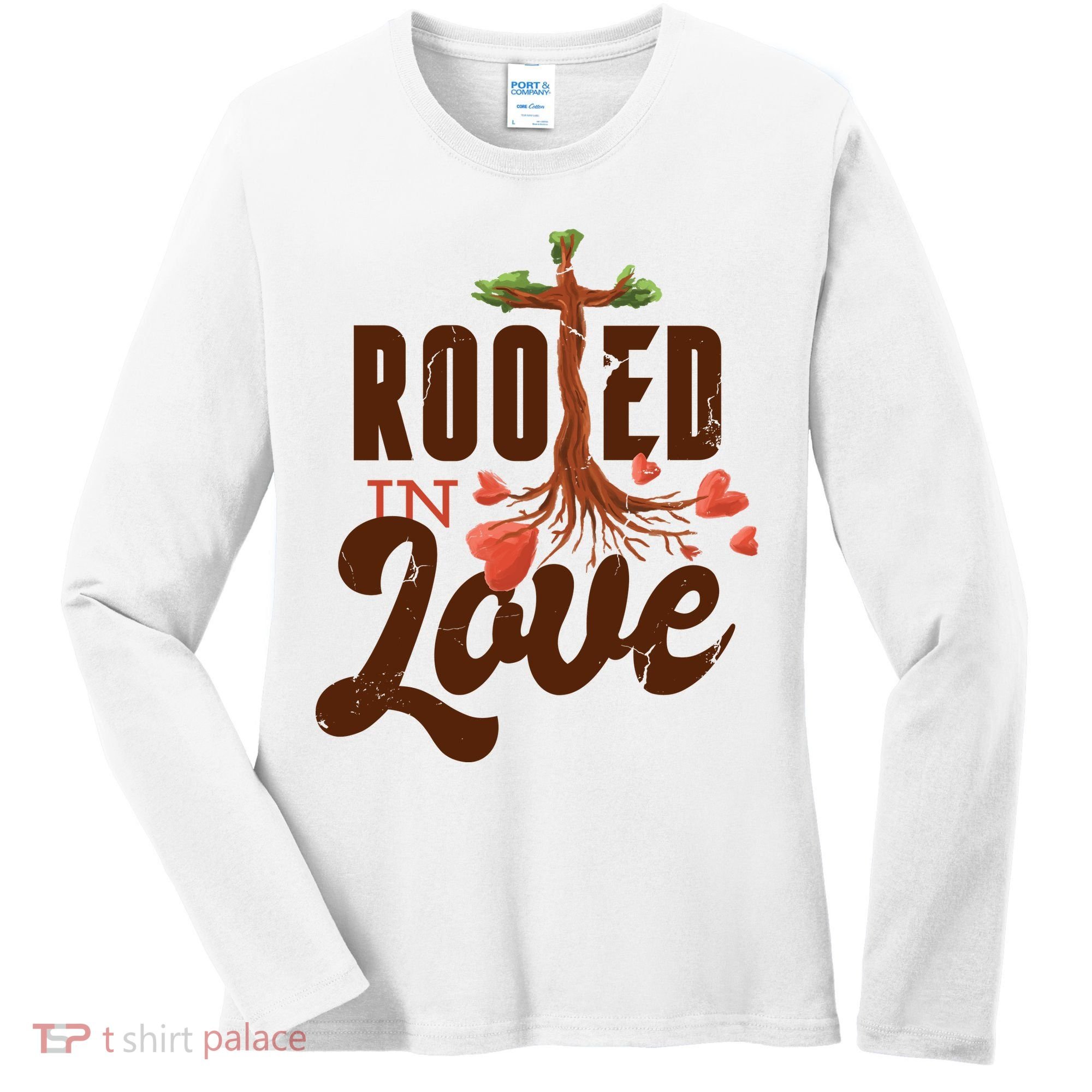 Rooted In Love Jesus Cross Women's Long Sleeve Shirt