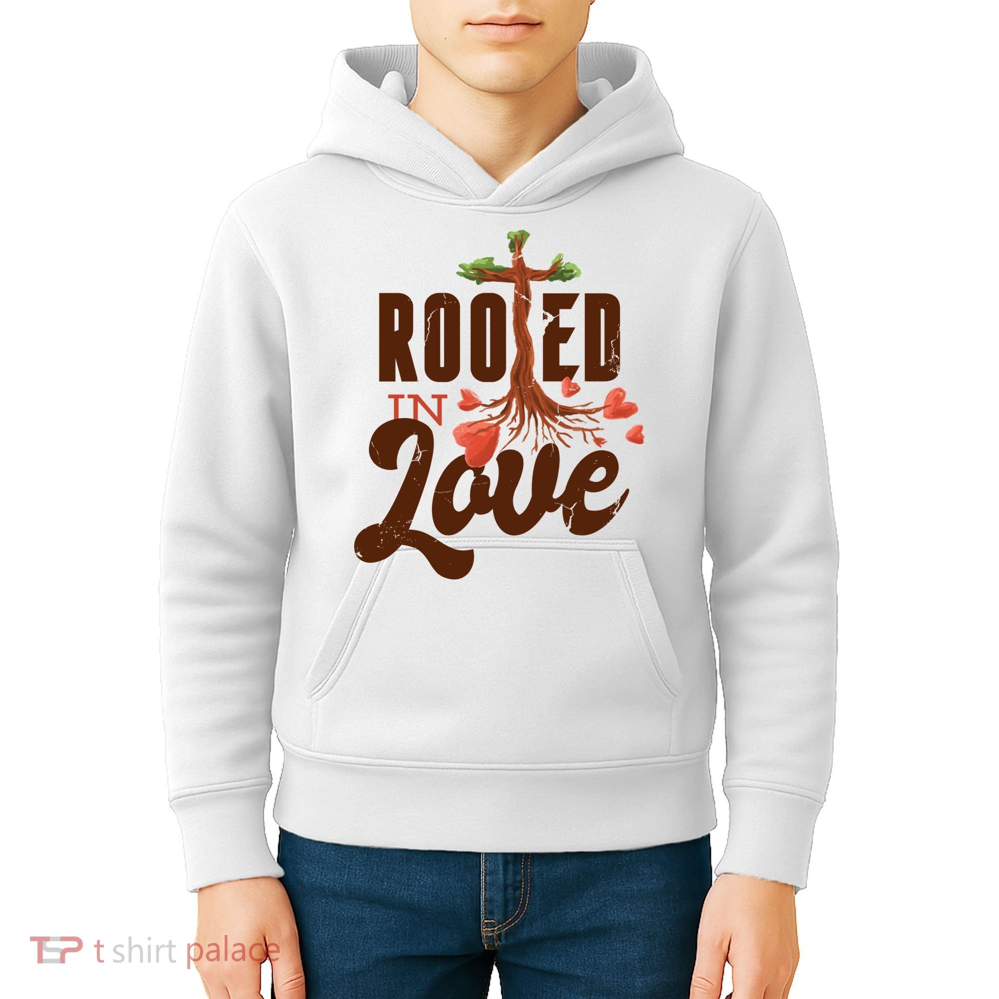 Rooted In Love Jesus Cross Kids Hoodie