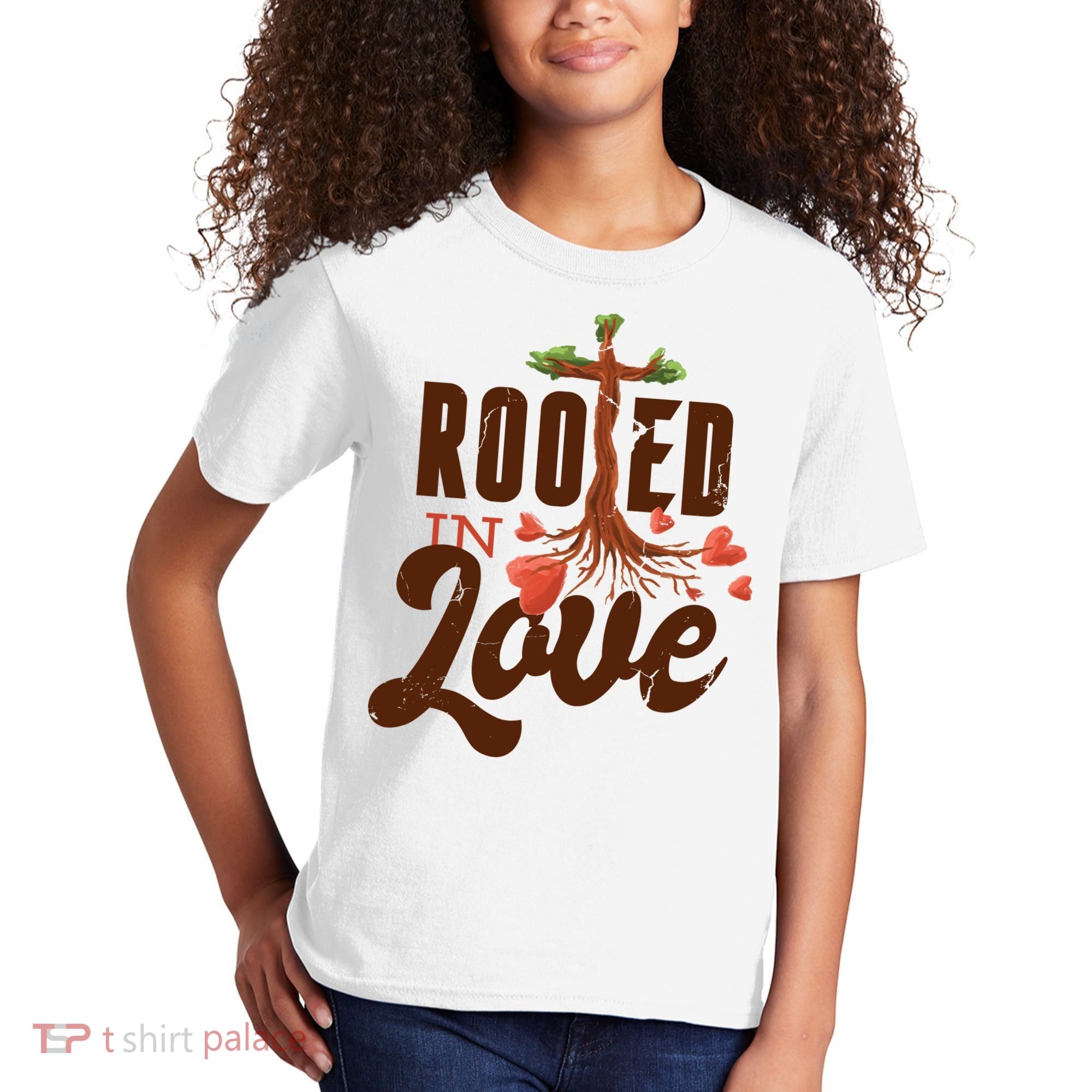 Rooted In Love Jesus Cross Kids T-Shirt