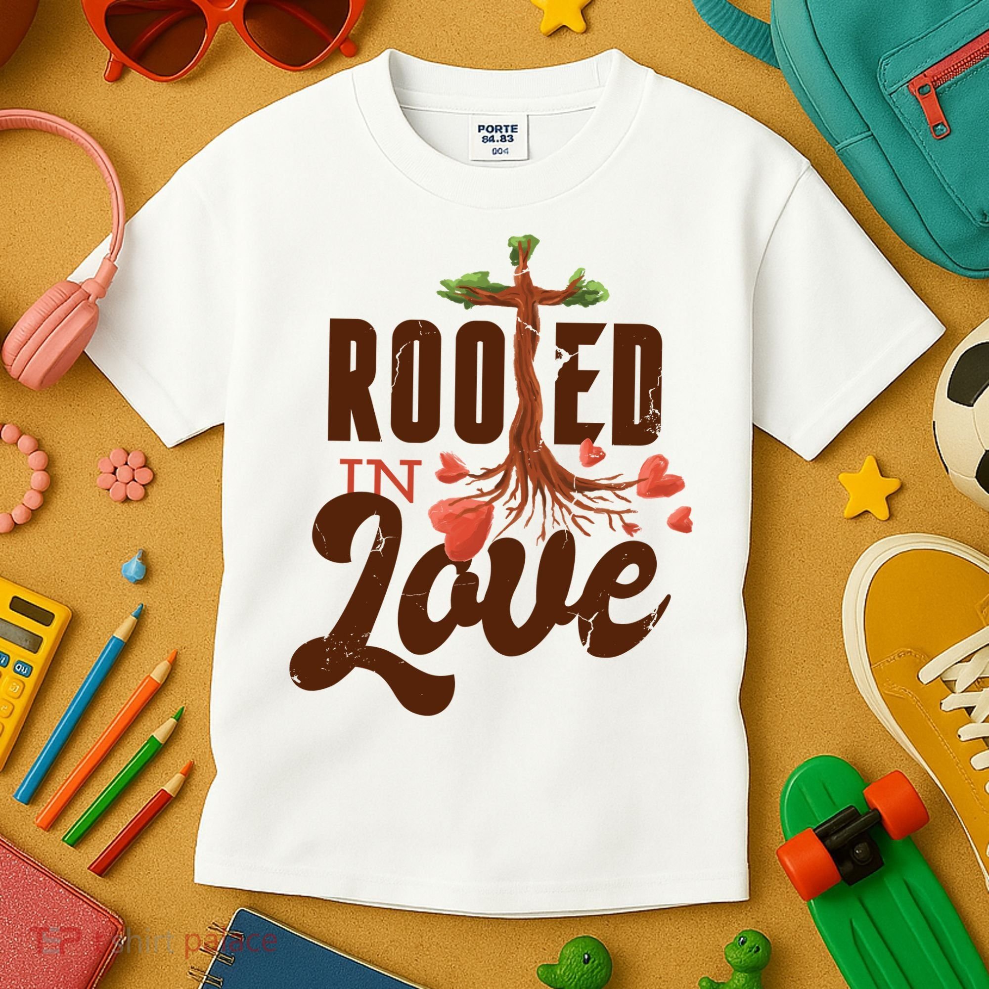 Rooted In Love Jesus Cross Kids T-Shirt