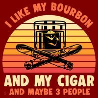 Retro I Like My Bourbon And My Cigar And Maybe Three People Funny Quote T-Shirt thumb 7