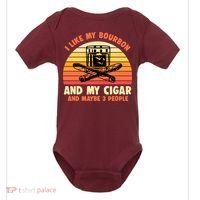 Retro I Like My Bourbon And My Cigar And Maybe Three People Funny Quote Baby Bodysuit thumb 0