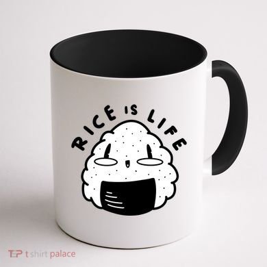Rice Is Life Cute Sushi Coffee Mug back