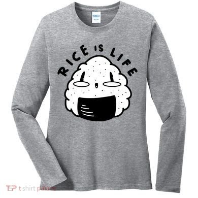 Rice Is Life Cute Sushi Women's Long Sleeve Shirt