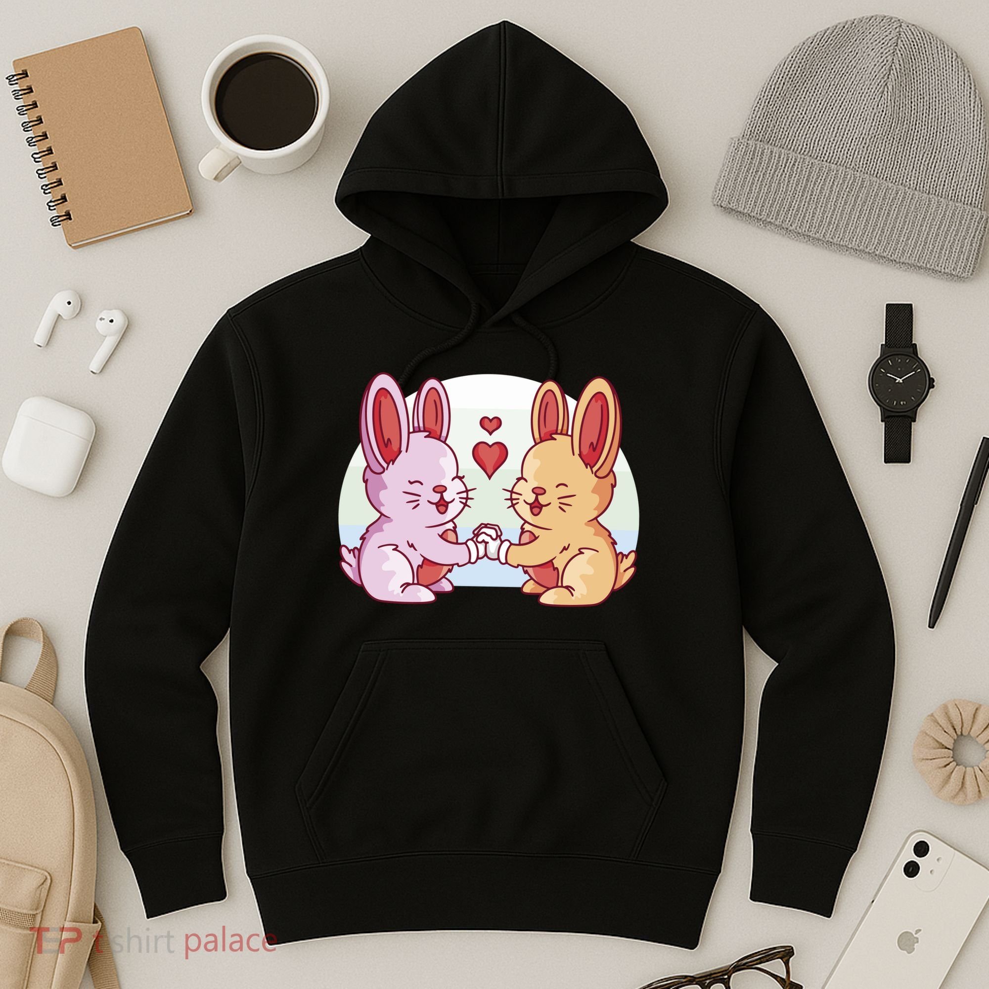 Rabbits In Love Cute Hoodie