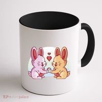 Rabbits In Love Cute Coffee Mug thumb 1