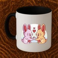 Rabbits In Love Cute Coffee Mug thumb 2