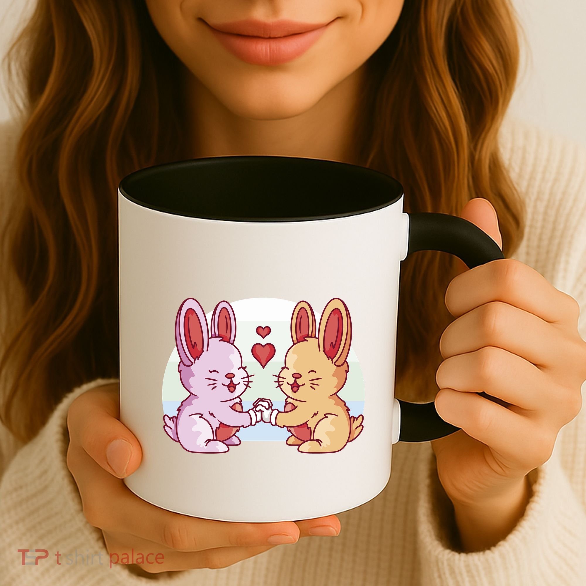 Rabbits In Love Cute Coffee Mug