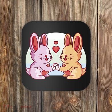 Rabbits In Love Cute Coaster